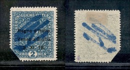 21985 OCCUPAZIONI - VENEZIA GIULIA - 1918 - Demonetizzati - 2 Kronen Azzurro (15l) - Fili Di Seta - Nuovo Con Gomma - Other & Unclassified