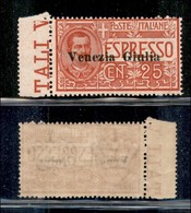 21994 OCCUPAZIONI - VENEZIA GIULIA - 1919 - 25 Cent Espresso (1) - Bordo Foglio - Nuovo Con Gomma (240) - Sonstige & Ohne Zuordnung