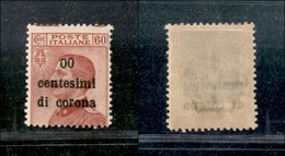 22028 OCCUPAZIONI - TRENTO E TRIESTE - 1919 - 60 Centesimi Di Corona Su 60 Cent Michetti (10l) Errore "00" Centesimi - N - Autres & Non Classés