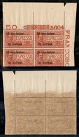 22031 OCCUPAZIONI - TRENTO E TRIESTE - 1919 - 25 Cent Su 25 Espresso (1) - Quartina Angolare Con Numero Di Tavola (5604) - Sonstige & Ohne Zuordnung