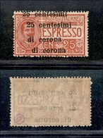 22032 OCCUPAZIONI - TRENTO E TRIESTE - 1919 - 25 Centesimi Di Corona Su 25 Cent Espresso (1a) - Doppia Soprastampa - Nuo - Andere & Zonder Classificatie