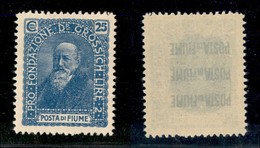 22058 OCCUPAZIONI - FIUME - 1919 – 25 Cent + 2 Lire Grossich (74b – Celeste) – Gomma Integra (250) - Andere & Zonder Classificatie