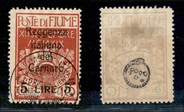 22068 OCCUPAZIONI - FIUME - 1920 – 5 Lire Su 10 Cent Fiume Soprastampato (145) – Usato (300) - Sonstige & Ohne Zuordnung