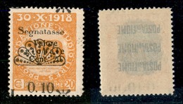 22091 OCCUPAZIONI - FIUME - 1921 - Segnatasse - 0,02 Lire Su 20 Cent (18oa) Con Soprastampa In Basso (a Cavallo) - Gomma - Sonstige & Ohne Zuordnung