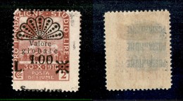 22105 OCCUPAZIONI - FIUME - 1921 - 1 Lira Su 2 Cent Segnatasse (24m/bs) Nuovo Con Gomma - Autres & Non Classés