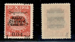 22109 OCCUPAZIONI - FIUME - 1921 - Segnatasse - 0,04 Lire Su 10 Cent (26pp) Con Soprastampa In Basso - Gomma Integra (60 - Sonstige & Ohne Zuordnung