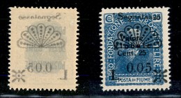 22112 OCCUPAZIONI - FIUME - 1921 - Segnatasse - 0,05 Lire Su 25 Cent (27zd) Con Decalco - Gomma Integra (30) - Sonstige & Ohne Zuordnung