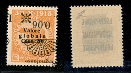 22113 OCCUPAZIONI - FIUME - 1921 - Segnatasse - 0,06 Lire Su 20 Cent (28db) Con Soprastampa Capovolta Spostata A Sinistr - Autres & Non Classés