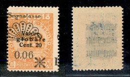 22118 OCCUPAZIONI - FIUME - 1921 - Segnatasse - 0,06 Cent Su 20 (28s) Con Soprastampa A Sinistra - Gomma Integra (60) - Sonstige & Ohne Zuordnung