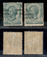 22129 OCCUPAZIONI - DALMAZIA - 1921 - 5 Cent (2bc+2 Varietà E) - Due Diverse Varietà - Gomma Originale - Difetti - Da Es - Autres & Non Classés