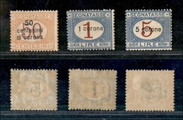 22139 OCCUPAZIONI - DALMAZIA - 1922 - Segnatasse (1/2+4) - 3 Valori Nuovi Con Gomma (113) - Andere & Zonder Classificatie