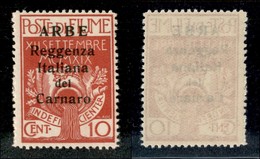 22144 OCCUPAZIONI - ARBE - 1920 – 10 Cent (6) – Gomma Integra (137) - Autres & Non Classés