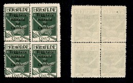 22151 OCCUPAZIONI - VEGLIA - 1920 – 5 Cent Verde (5) In Quartina – Piccolo Foro Sul Pezzo In Alto A Destra - Sonstige & Ohne Zuordnung
