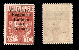 22152 OCCUPAZIONI - VEGLIA - 1920 - 10 Cent Carminio (6) - Gomma Integra (130) - Andere & Zonder Classificatie