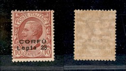 22175 OCCUPAZIONI - CORFU' - 1923 - 25 Lepta Su 10 Cent (9) - Gomma Integra (250) - Andere & Zonder Classificatie