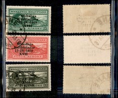 22185 OCCUPAZIONI - ALBANIA - 1939 – Posta Aerea Soprastampati Assemblea Costituente (1/3) – Serie Completa Di 3 Valori  - Autres & Non Classés