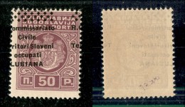 22227 OCCUPAZIONI - LUBIANA - 1941 - Segnatasse - 50 Para (6a Varietà D) - Violetto Lilla Con Soprastampa Obliqua - Gomm - Autres & Non Classés