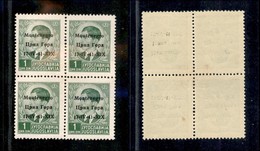 22271 OCCUPAZIONI - MONTENEGRO - 1941 - Quartina Del 1 Din Verde (2pc+2pa+2+2p) - Errori Di Composizione Su Tre Pezzi -  - Autres & Non Classés