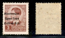 22279 OCCUPAZIONI - MONTENEGRO - 1941 – 3 Din (5i Errore Pa) – Soprastampa A Sinistra Con Errore X1X – Gomma Integra Con - Andere & Zonder Classificatie