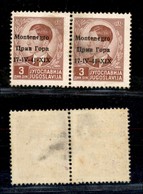 22280 OCCUPAZIONI - MONTENEGRO - 1941 – 3 Din (5pc) Con Errore 1V  E Soprastampa A Sinistra (non Catalogata) In Coppia – - Autres & Non Classés