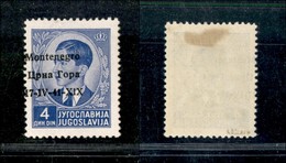 22281 OCCUPAZIONI - MONTENEGRO - 1941 - 4 Din Oltremare (6i+pa) - Soprastampa Spostata A Sinistra + Errore "X1X" - Nuovo - Autres & Non Classés