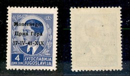 22283 OCCUPAZIONI - MONTENEGRO - 1941 – 4 Din (6pb) Con Errore 1V + X1X – Gomma Originale (50) - Autres & Non Classés