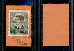 22305 OCCUPAZIONI - MONTENEGRO - 1942 - 1 Din Verde Soprastampa Carminio (50b) - Errore Tipografico "Govornatorato" - Su - Andere & Zonder Classificatie