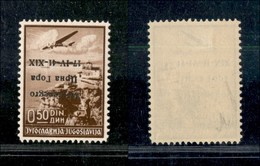 22317 OCCUPAZIONI - MONTENEGRO - 1941 - 50 Para Posta Aerea (1a) Soprastampa Capovolta - Nuovo Con Gomma (150) - Andere & Zonder Classificatie