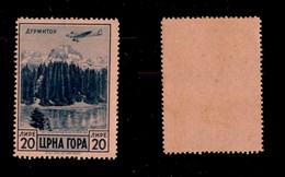 22340 OCCUPAZIONI - MONTENEGRO - 1943 - 20 Lire Monte Durmitor Posta Aerea (A31) - Gomma Integra (90) - Autres & Non Classés