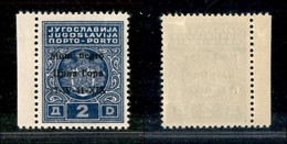 22346 OCCUPAZIONI - MONTENEGRO - 1941 - 2 Din (3-Segnatasse) Varietà Gb (1V+X1X) - Bordo Di Foglio - Gomma Integra - Non - Autres & Non Classés