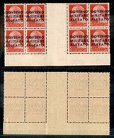 22357 OCCUPAZIONE ANGLO AMERICANA - NAPOLI - 1943 – 20 Cent (1) – Blocco Angolare Di 8 Con Interspazio Al Centro – Gomma - Sonstige & Ohne Zuordnung