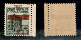 22372 OCCUPAZIONE JUGOSLAVA - TRIESTE - 1945 - 3 Lire + 2 (8dc) Con Soprastampa Spostata (TRST In Alto) - Gomma Integra  - Autres & Non Classés