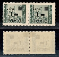 22406 OCCUPAZIONE JUGOSLAVA - ISTRIA E LITORALE SLOVENO - 1946 - Segnatasse - 1 Lira Su 1 (8+8a) - Coppia Orizzontale Co - Andere & Zonder Classificatie