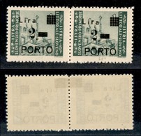 22409 OCCUPAZIONE JUGOSLAVA - ISTRIA E LITORALE SLOVENO - 1946 - Segnatasse - 2 Lire Su 1 (9+9d) - Coppia Con R Di Lira  - Otros & Sin Clasificación