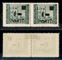 22413 OCCUPAZIONE JUGOSLAVA - ISTRIA E LITORALE SLOVENO - 1946 - Segnatasse - 4 Lire Su 1 (10+10c) - Coppia Con P Divers - Andere & Zonder Classificatie