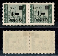 22417 OCCUPAZIONE JUGOSLAVA - ISTRIA E LITORALE SLOVENO - 1946 - Segnatasse - 4 Lire Su 1 (10d+10) - Coppia Con R Di Lir - Sonstige & Ohne Zuordnung