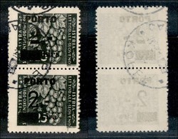 22424 OCCUPAZIONE JUGOSLAVA - ISTRIA E LITORALE SLOVENO - 1946 - Segnatasse - 2 Lire Su 1 (15+15B) - Coppia Verticale Us - Autres & Non Classés