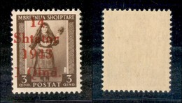 22429 OCCUPAZIONE TEDESCA - ALBANIA - 1943 - 1 Qind Su 3 (1) Con Soprastampa A Sinistra - Gomma Integra - Non Catalogato - Autres & Non Classés