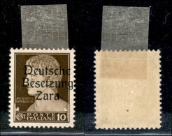 22446 OCCUPAZIONE TEDESCA - ZARA - 1943 – 10 Cent (2/IIf) – Soprastampa A Destra – Gomma Originale Con Prima Linguella ( - Sonstige & Ohne Zuordnung