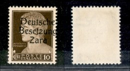 22447 OCCUPAZIONE TEDESCA - ZARA - 1943 – 10 Cent (2/IIf) – Soprastampa A Destra – Senza Gomma - Sonstige & Ohne Zuordnung