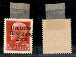 22455 OCCUPAZIONE TEDESCA - ZARA - 1943 – 75 Cent (8/If) – Soprastampa A Destra – Gomma Originale Con Prima Linguella (4 - Sonstige & Ohne Zuordnung