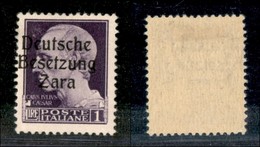 22456 OCCUPAZIONE TEDESCA - ZARA - 1943 – 1 Lira (9/Ie) – Soprastampa A Sinistra – Gomm Originale (350) - Andere & Zonder Classificatie