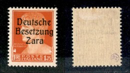 22460 OCCUPAZIONE TEDESCA - ZARA - 1943 – 1,75 Lire (11/I) – Gomma Originale (50) - Andere & Zonder Classificatie