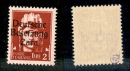 22465 OCCUPAZIONE TEDESCA - ZARA - 1943 – 2 Lire (12/II – Gomma Originale (110) - Andere & Zonder Classificatie