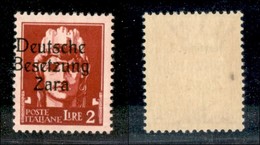 22466 OCCUPAZIONE TEDESCA - ZARA - 1943 – 2 Lire (12/IIe) – Soprastampa A Sinistra – Gomma Integra (375) - Andere & Zonder Classificatie