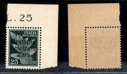 22516 OCCUPAZIONE TEDESCA - ZARA - 1943 - 25 Cent (1/III-Aerea) Angolo Di Foglio - Gomma Integra (200) - Sonstige & Ohne Zuordnung