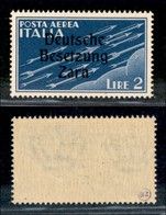 22531 OCCUPAZIONE TEDESCA - ZARA - 1943 - 2 Lire (6m-Aerea) - A Stretta (pos.2) - Gomma Integra (165) - Autres & Non Classés