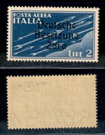 22535 OCCUPAZIONE TEDESCA - ZARA - 1943 - 2 Lire (6s-Aerea) - T Più Corta (pos.20) - Gomma Integra (165) - Sonstige & Ohne Zuordnung