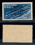 22537 OCCUPAZIONE TEDESCA - ZARA - 1943 - 2 Lire (6u-Aerea) - S Stretta (pos.30) - Gomma Integra (165) - Andere & Zonder Classificatie