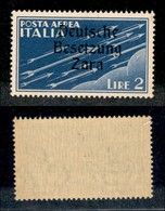 22539 OCCUPAZIONE TEDESCA - ZARA - 1943 - 2 Lire (6w-Aerea) - C + G Strette (pos.34) - Gomma Integra (165) - Sonstige & Ohne Zuordnung